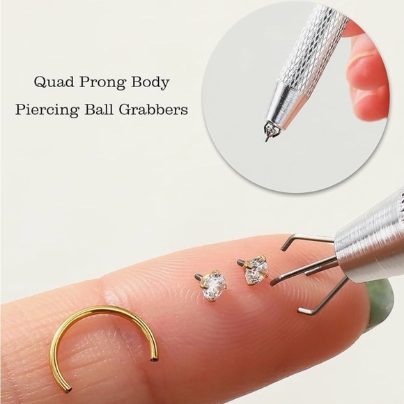 Unique Gold Star Nose Ring Horseshoe Stud with CZ’s NIB - Picture 6 of 12